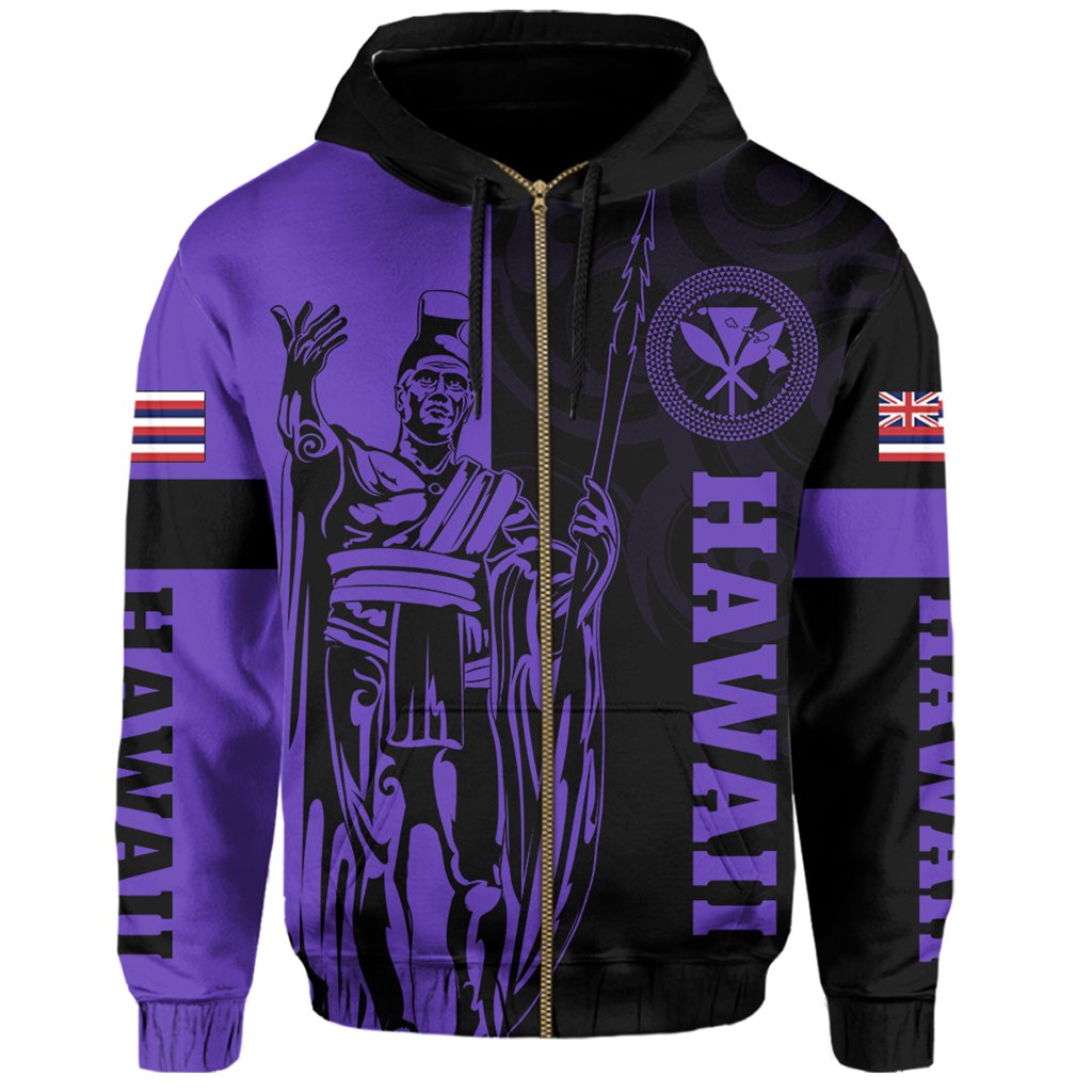 Hawaii King Polynesian Hoodie (Zip up) Lawla Style Purple - Polynesian Pride