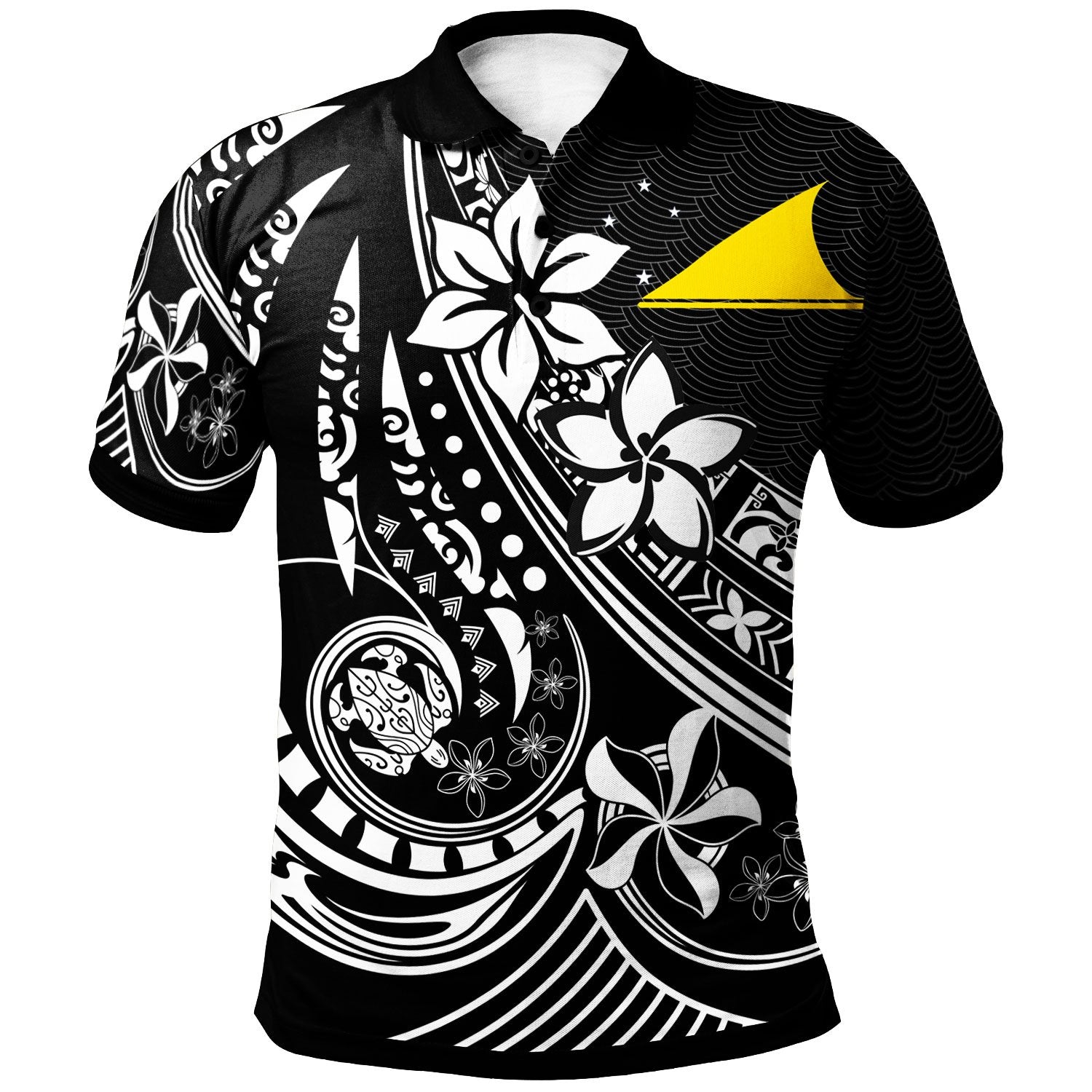 Tokelau Polo Shirt The Flow Of The Ocean Unisex Black - Polynesian Pride