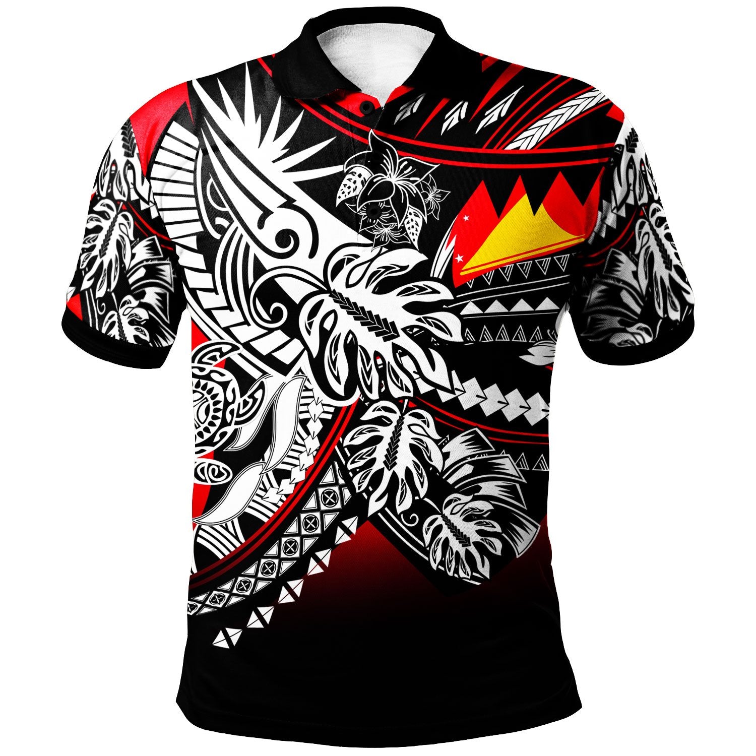 Tokelau Polo Shirt Tribal Jungle Red Pattern Unisex Red - Polynesian Pride