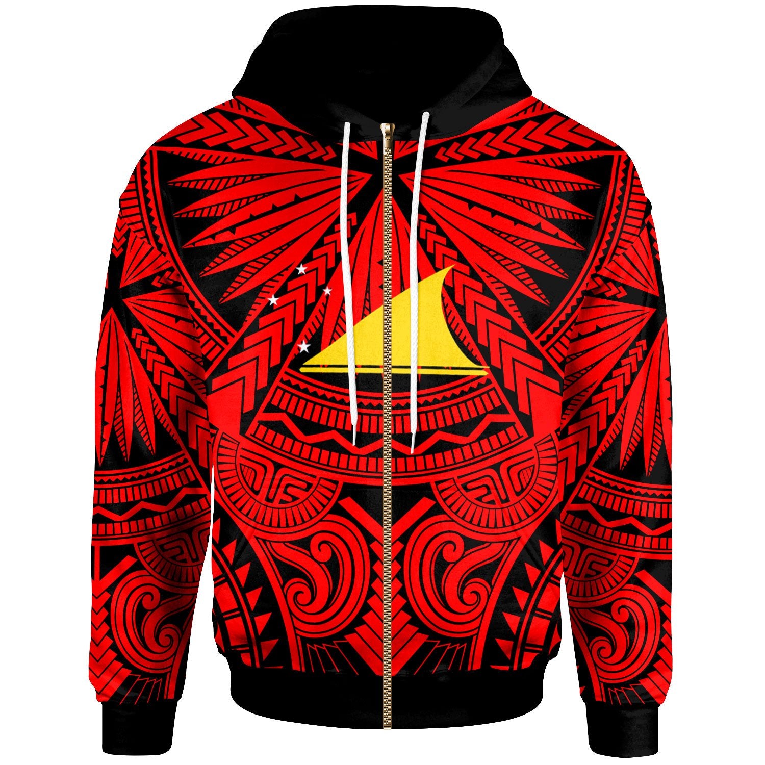 Tokelau Zip Hoodie Classic Vignette Style Unisex Red - Polynesian Pride