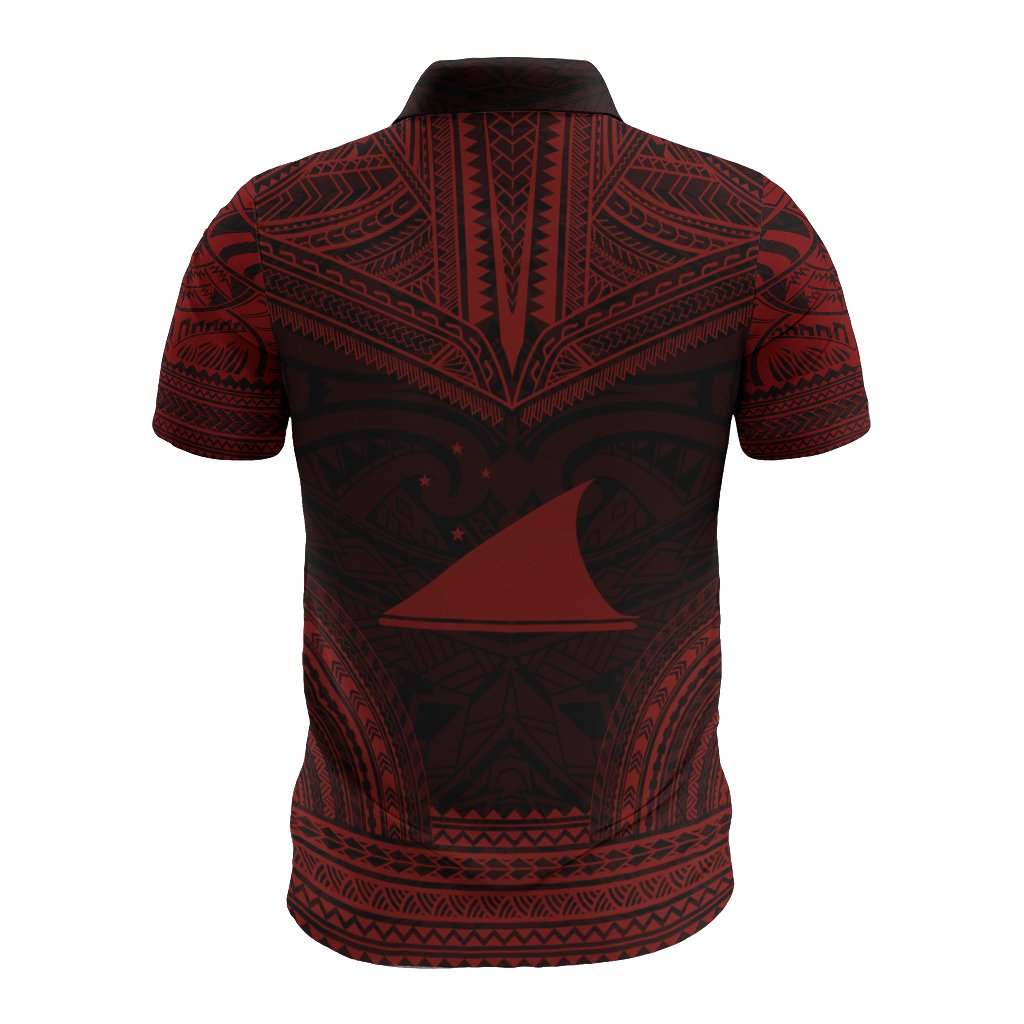 Tokelau Polo Shirt Tokelauan Flag Polynesian Chief Tattoo Red Version - Polynesian Pride