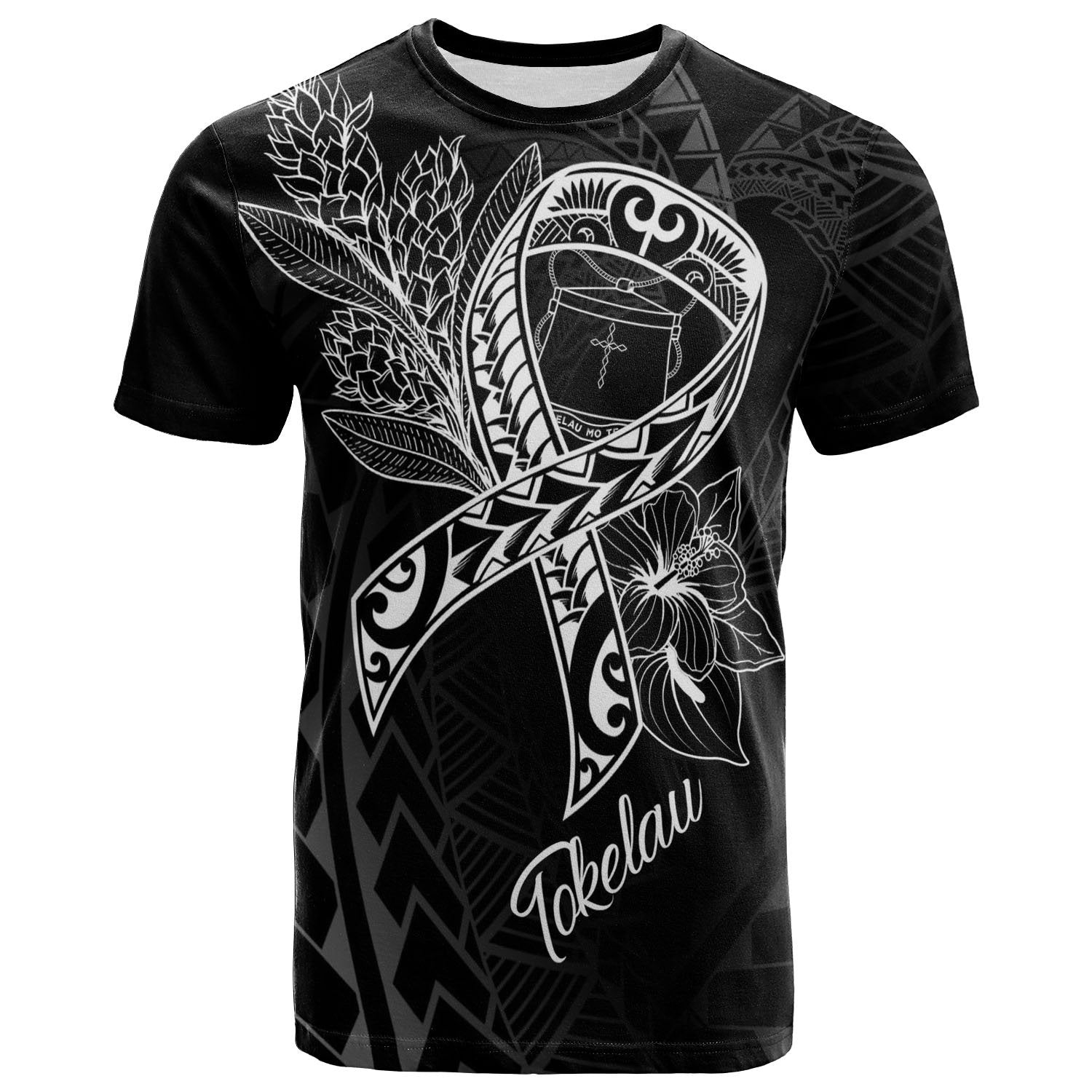 Tokelau T Shirt Ribbon Polynesian Style Unisex Black - Polynesian Pride