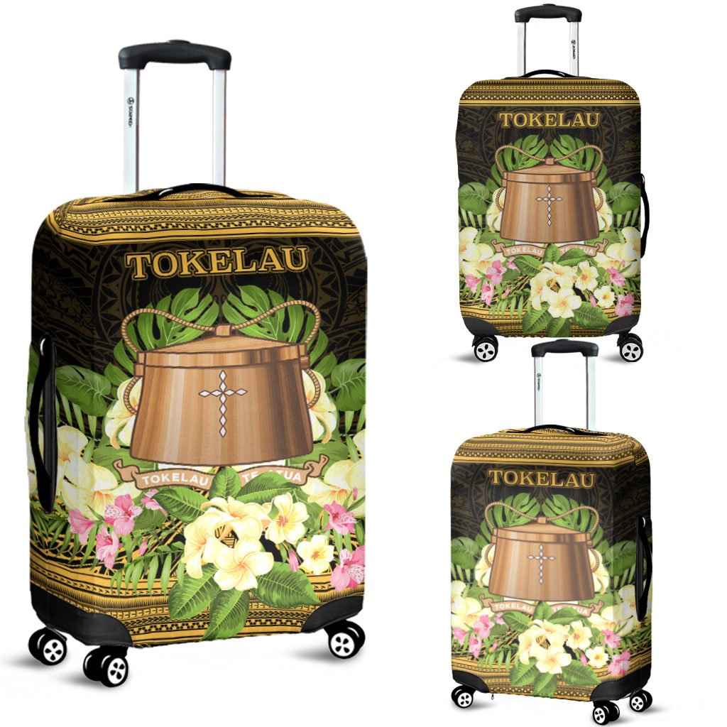 Tokelau Luggage Covers - Polynesian Gold Patterns Collection Black - Polynesian Pride