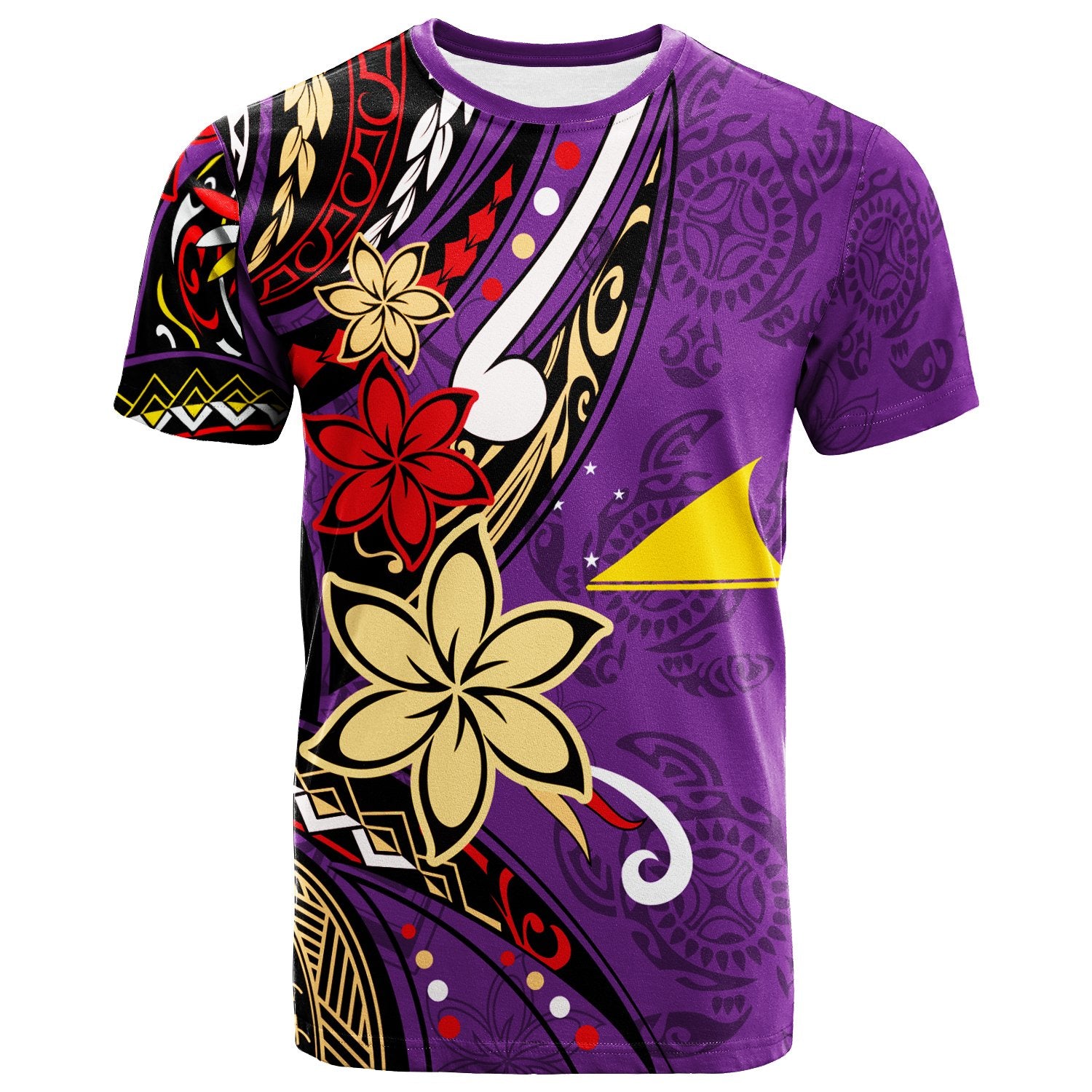 Tokelau T Shirt Tribal Flower With Special Turtles Purple Color Unisex Purple - Polynesian Pride