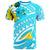 Tokelau Polo Shirt Polynesian Pattern Aquamarine Stone Color Unisex Blue - Polynesian Pride