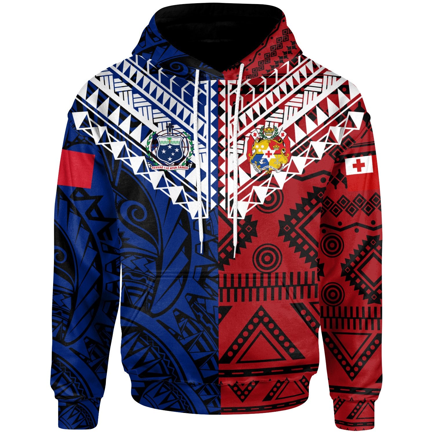 TokoUso Hoodie TokoUso Famili Aiga Unisex Red - Blue - Polynesian Pride