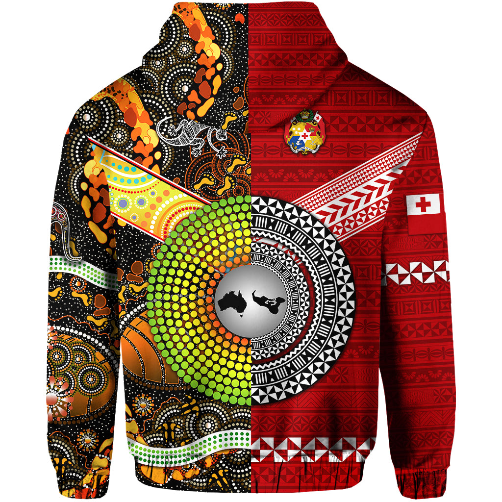 Tonga Ngatu and Australia Aboriginal Hoodie Together LT8 - Polynesian Pride