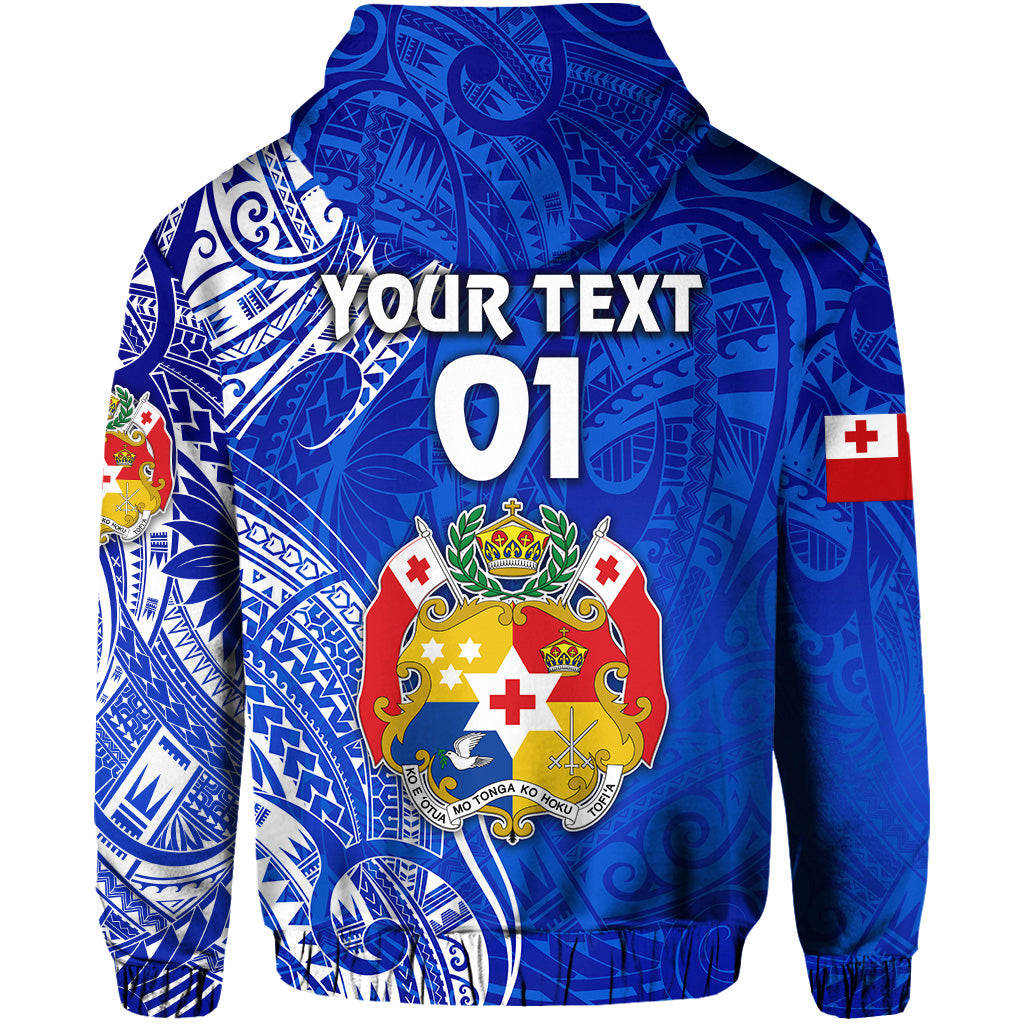 Custom Tonga Coat of Arms Zip Hoodie Simple Vibes Blue, Custom Text and Number LT8 - Polynesian Pride