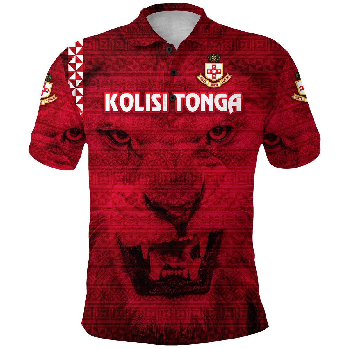 Custom Kolisi Tonga Polo Shirt Mate Maa Tonga Powerful Lion, Custom Text and Number - Polynesian Pride