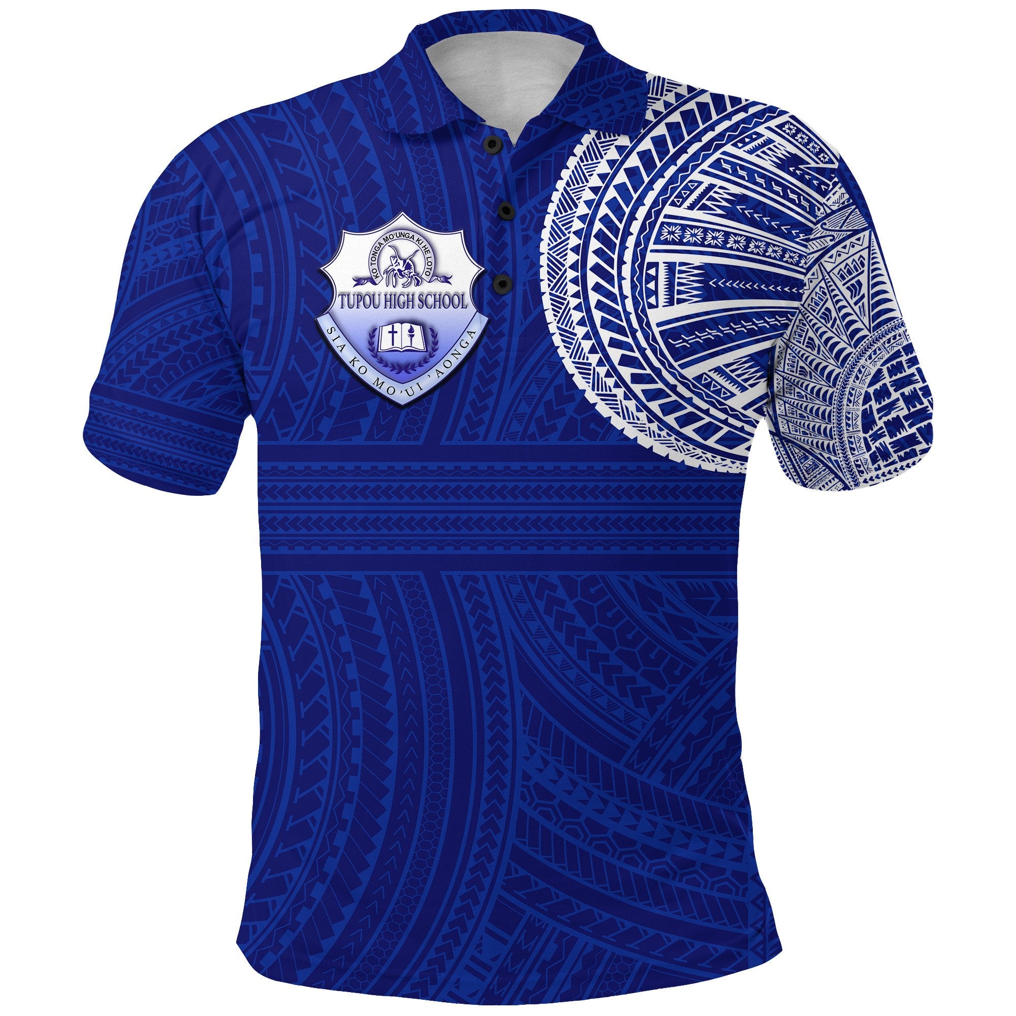 Ko Tonga Polo Shirt Tupou High School Unisex Blue - Polynesian Pride