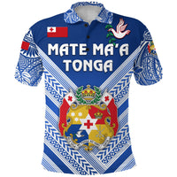 Custom Mate Maa Tonga Rugby Polo Shirt Polynesian Creative Style, Custom Text and Number Blue - Polynesian Pride