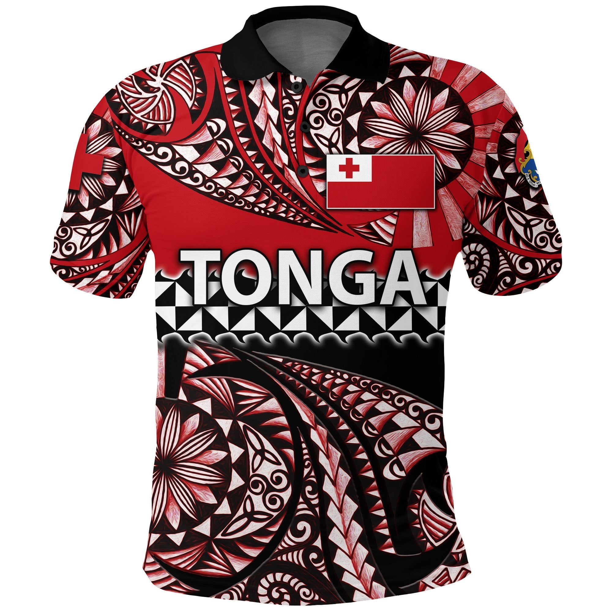 Tonga Polo Shirt Polynesian Tattoo Tongan Tapa Unisex Red - Polynesian Pride