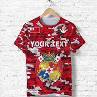 Custom Kolisi Tonga T Shirt Mate Maa Tonga Camouflage Vibes Coat of Arms - Polynesian Pride