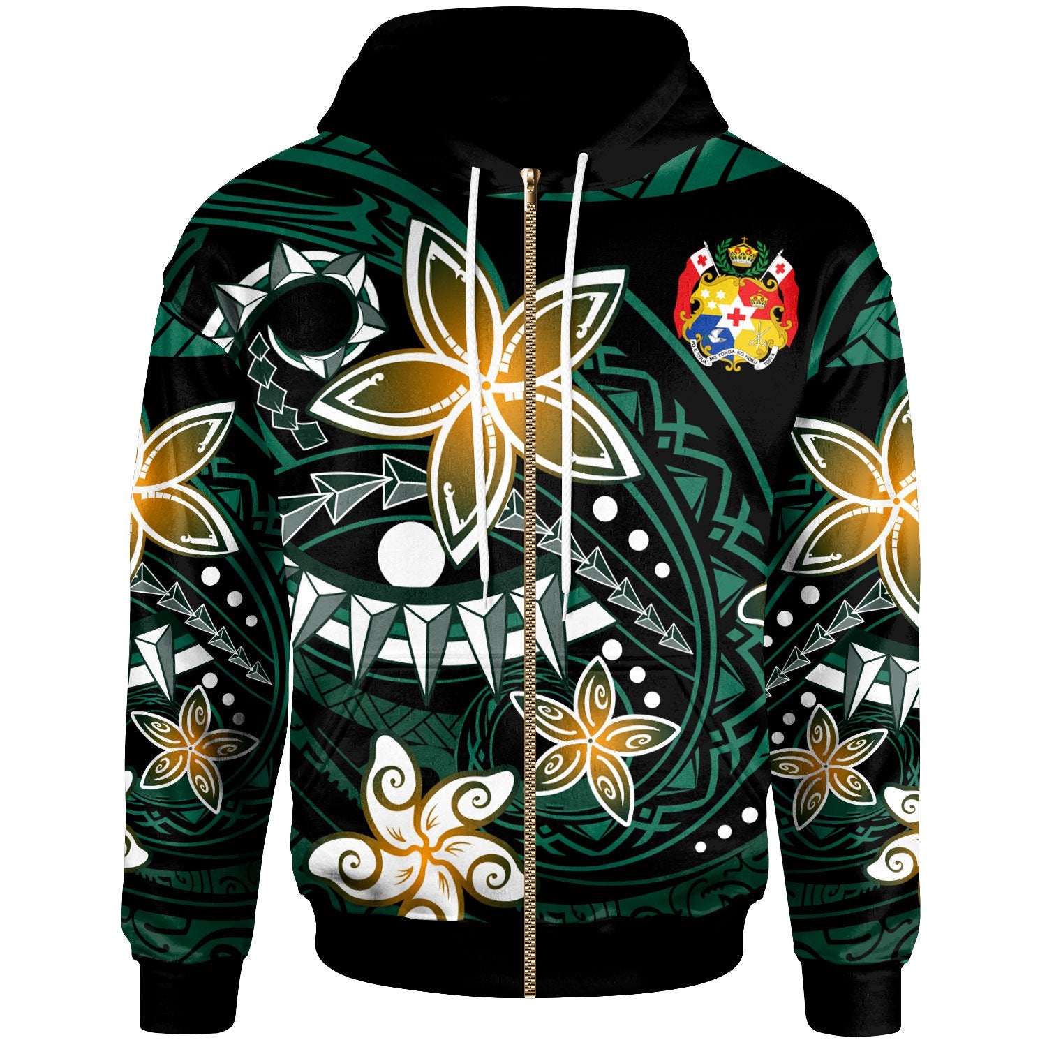 Tonga Zip Hoodie Spring Style Black Color Unisex Black - Polynesian Pride