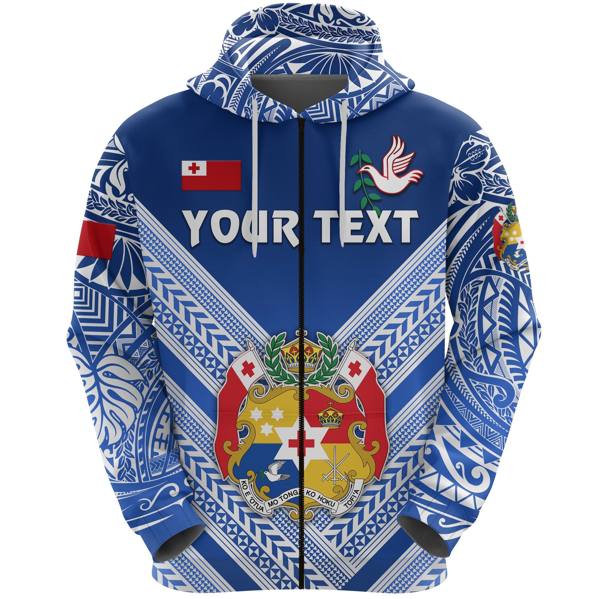 Custom Mate Maa Tonga Rugby Zip Hoodie Polynesian Creative Style Blue Unisex Blue - Polynesian Pride