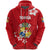 Custom Mate Maa Tonga Rugby Zip Hoodie Polynesian Unique Vibes Full Red, Custom Text and Number Unisex Red - Polynesian Pride