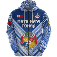 Mate Maa Tonga Rugby Zip Hoodie Polynesian Creative Style Blue Unisex Blue - Polynesian Pride