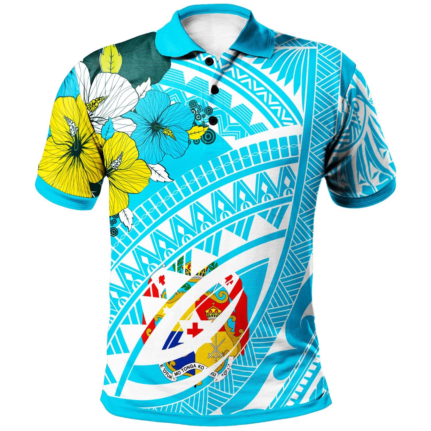 Tonga Polo Shirt Polynesian Pattern Aquamarine Stone Color Unisex Blue - Polynesian Pride