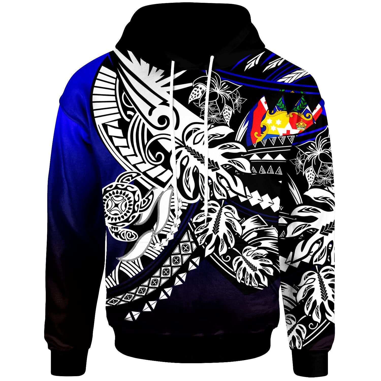 Tonga Hoodie Tribal Jungle Pattern Blue Color Unisex Blue - Polynesian Pride