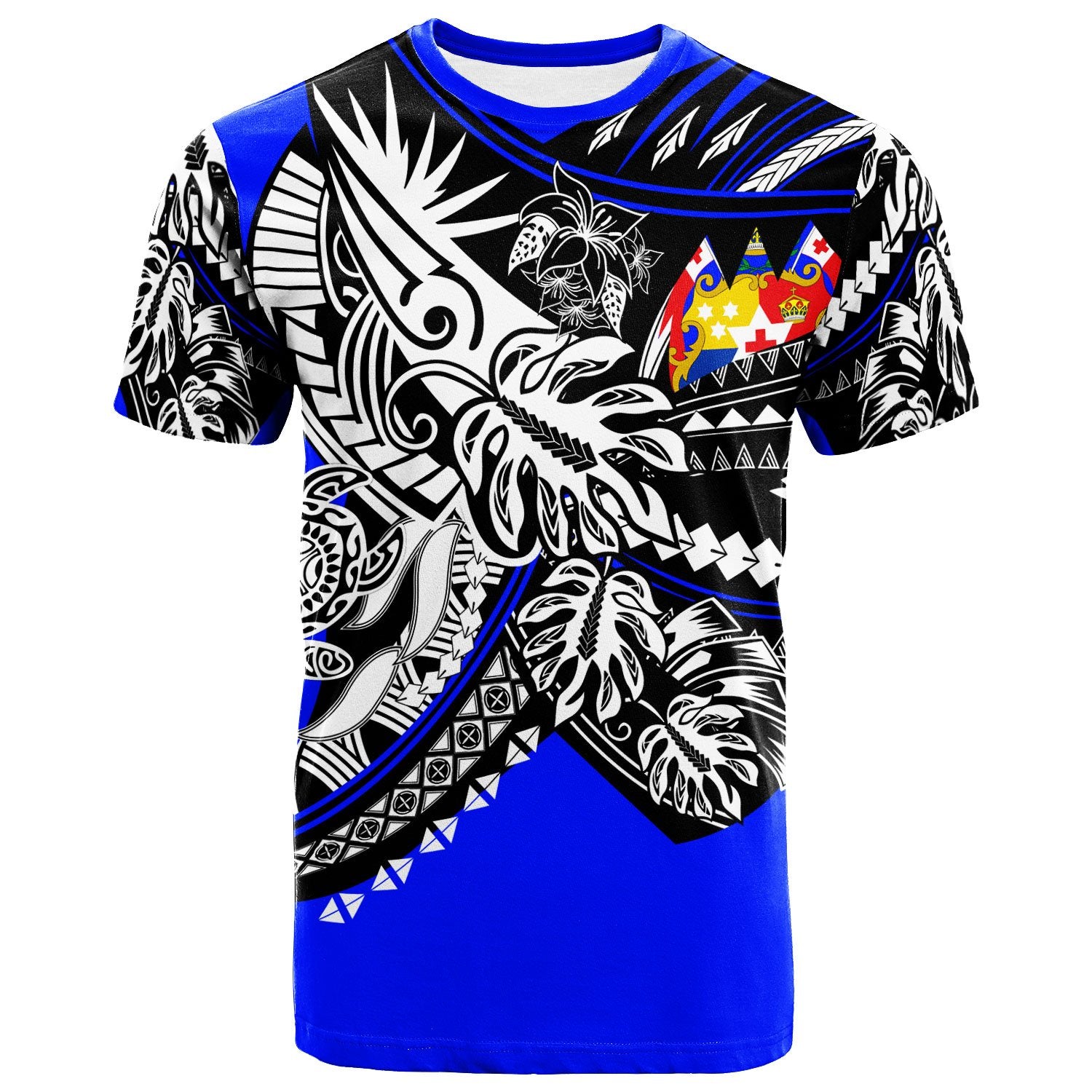 Tonga T Shirt Tribal Jungle Blue Pattern Unisex Blue - Polynesian Pride