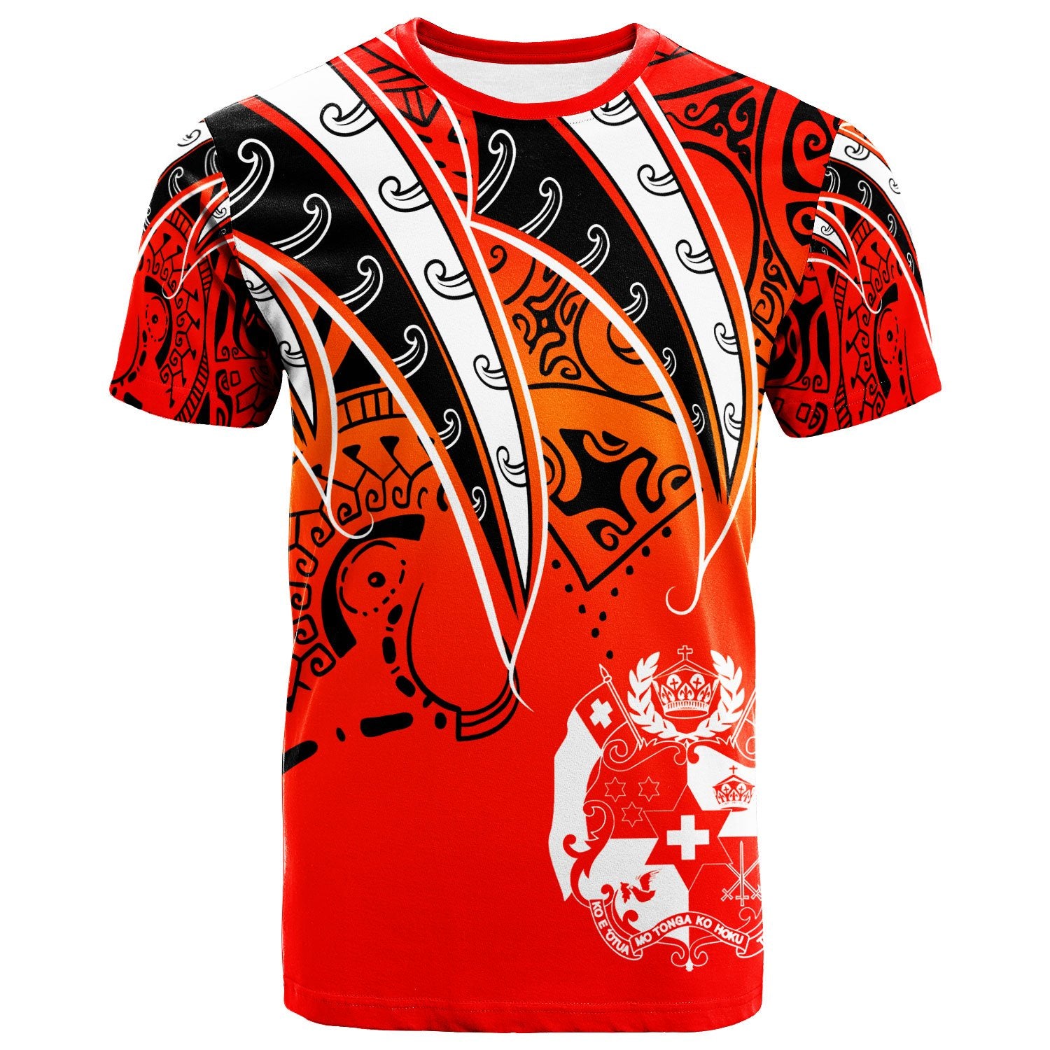 Tonga T Shirt Tropical Leaf Red Gradient Style Unisex Red - Polynesian Pride