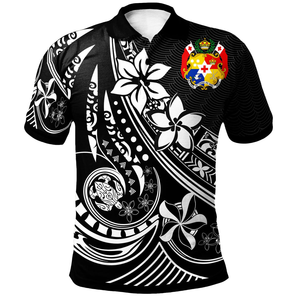 Tonga Polo Shirt The Flow Of The Ocean Unisex Black - Polynesian Pride