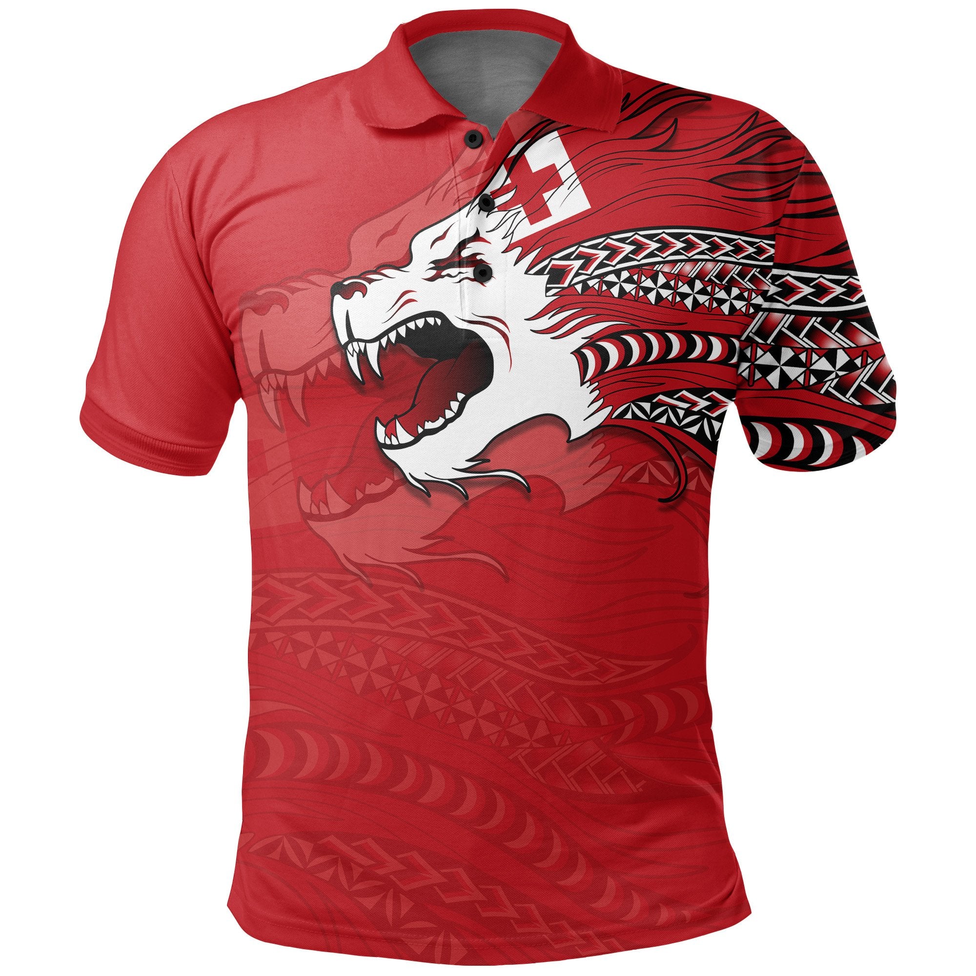 Tonga Polynesian Polo Shirt Tongan Pride Lion Unisex Red - Polynesian Pride