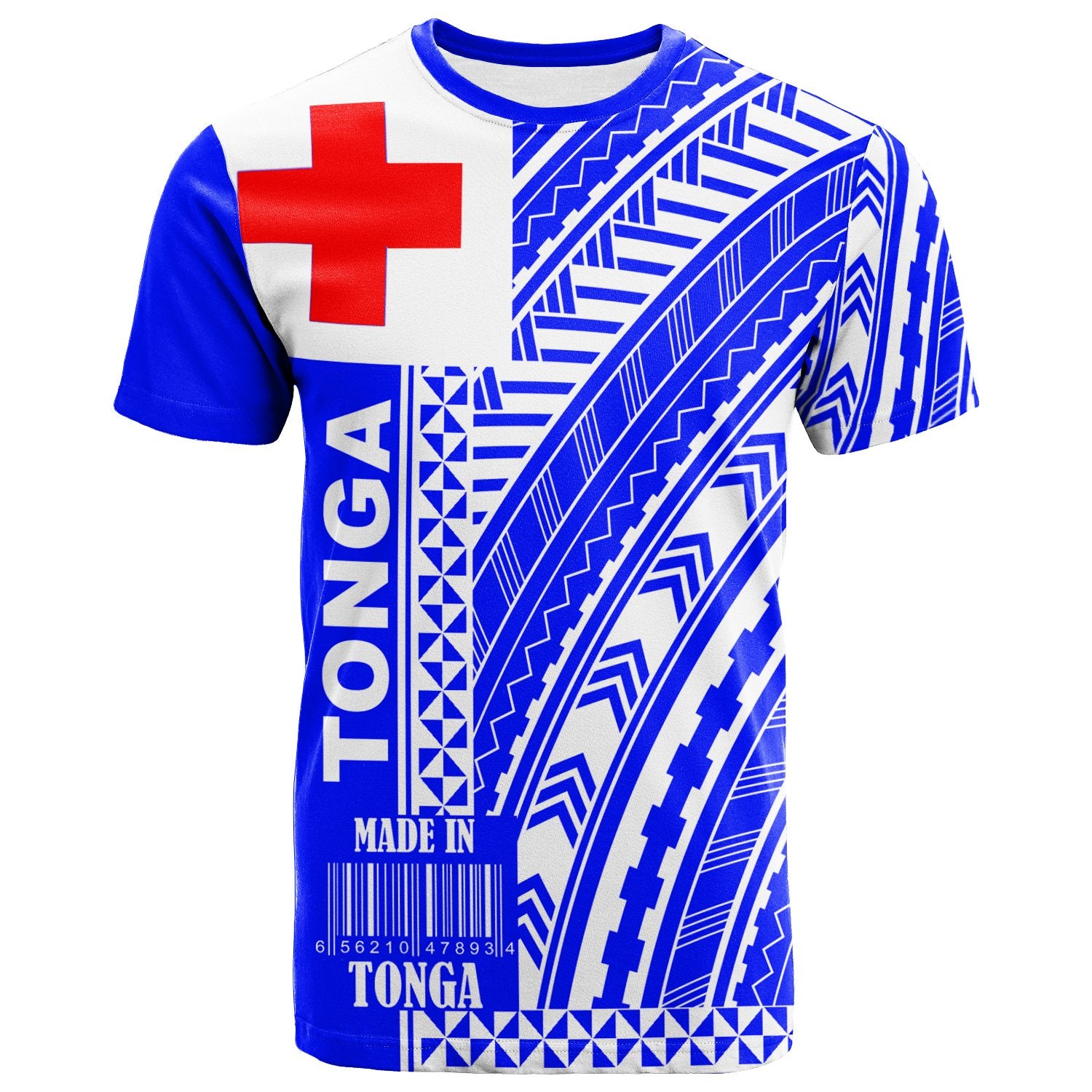 Tonga T Shirt Barcode Blue Color Unisex Blue - Polynesian Pride