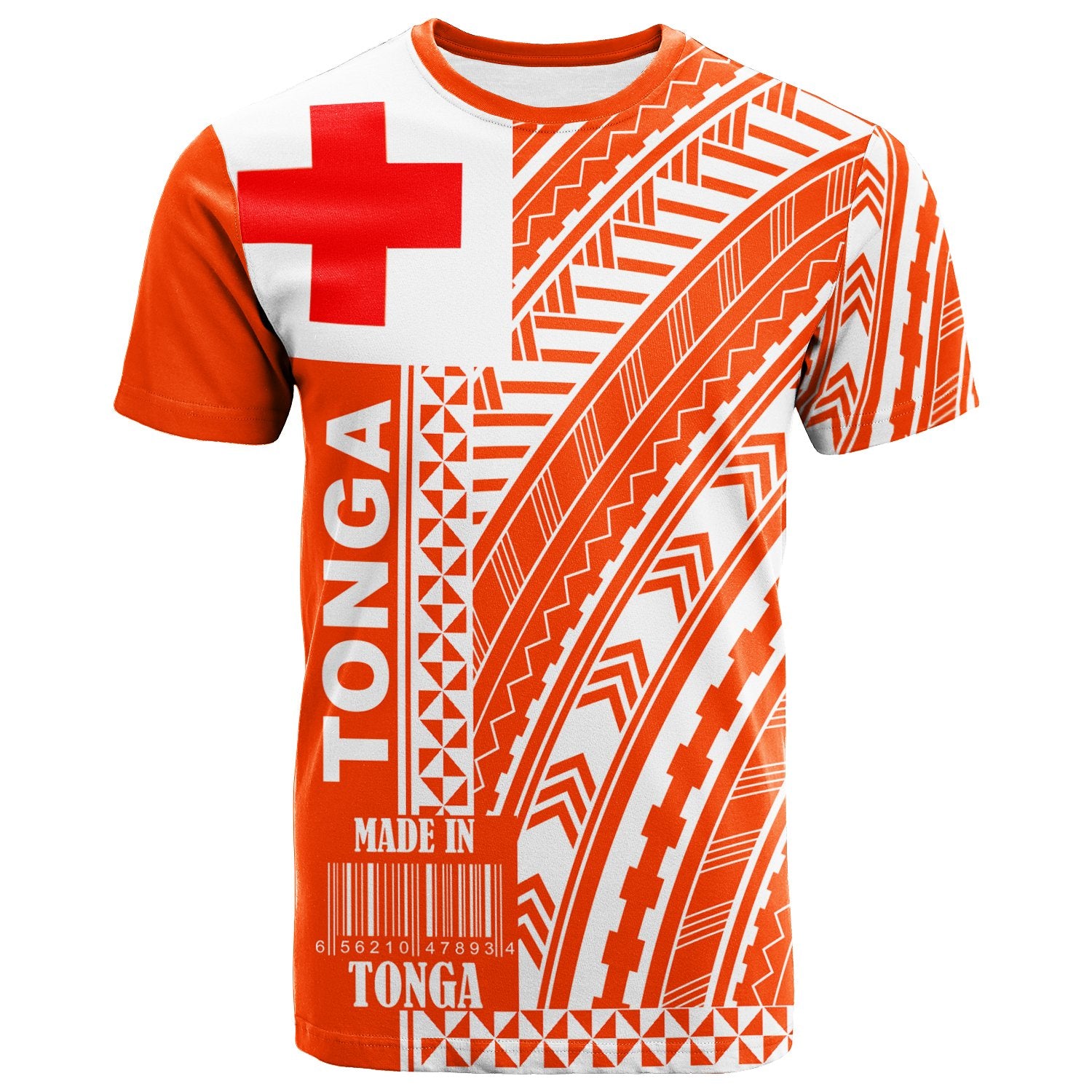 Tonga T Shirt Barcode Orange Color Unisex Orange - Polynesian Pride