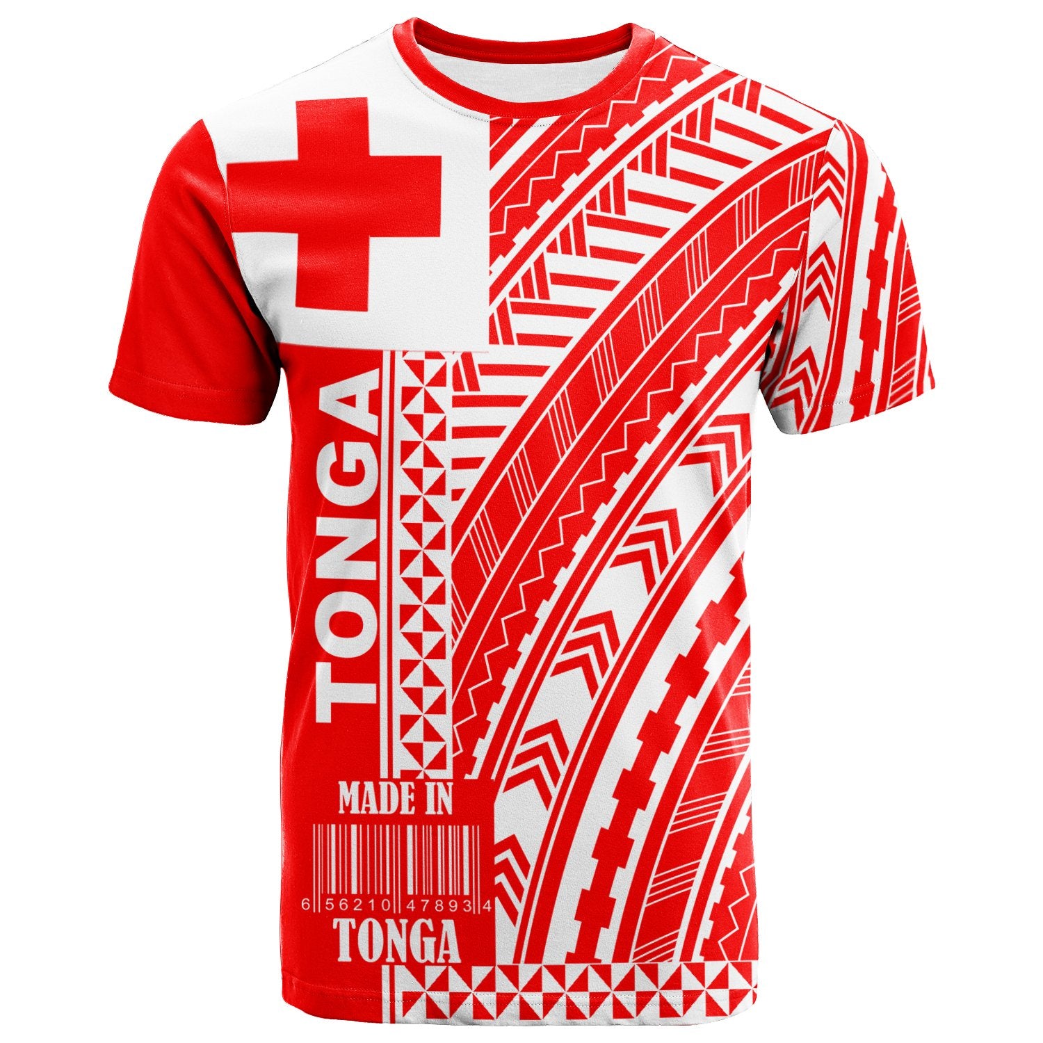 Tonga T Shirt Barcode Unisex Red - Polynesian Pride