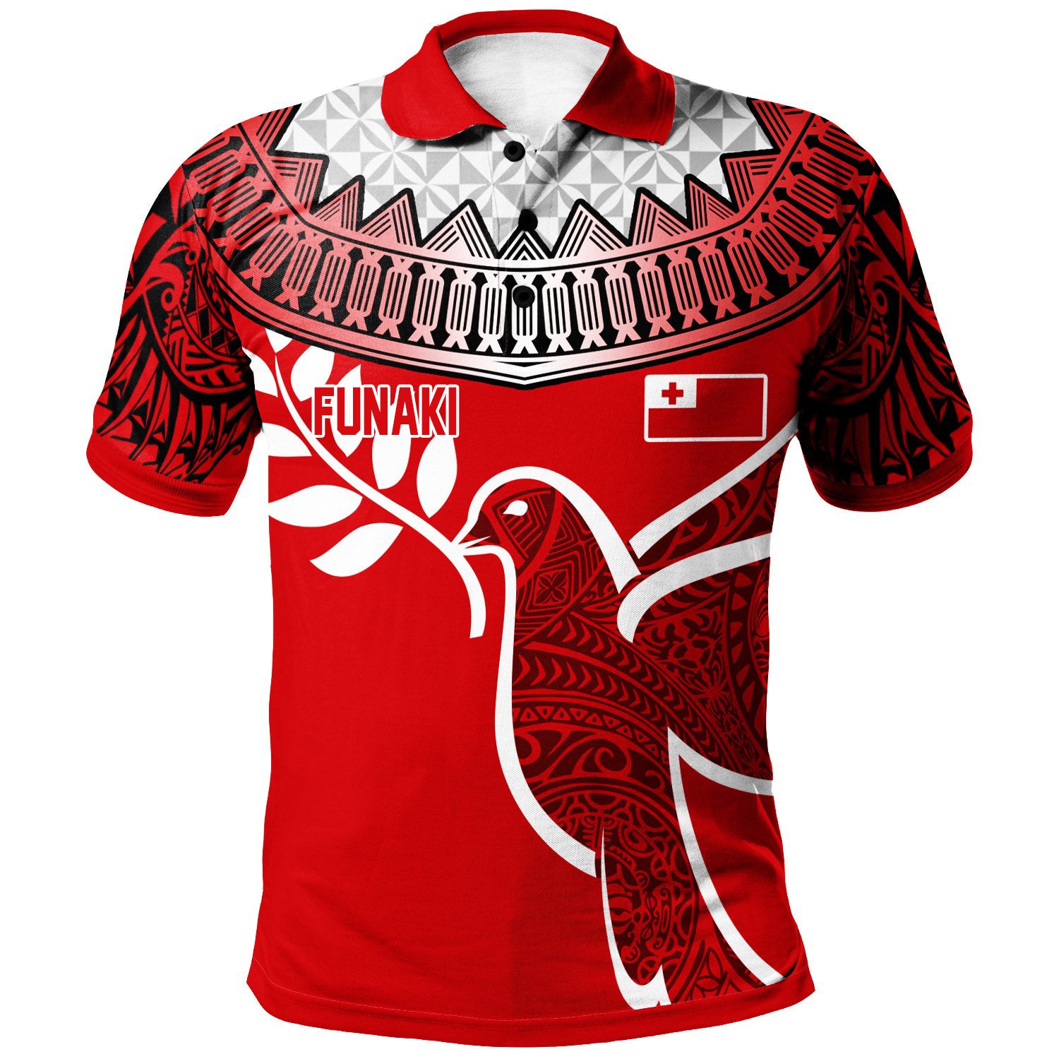 (FUNAKI) Tonga Custom Polo Shirt Tonga Sport RLT7 Unisex Red - Polynesian Pride