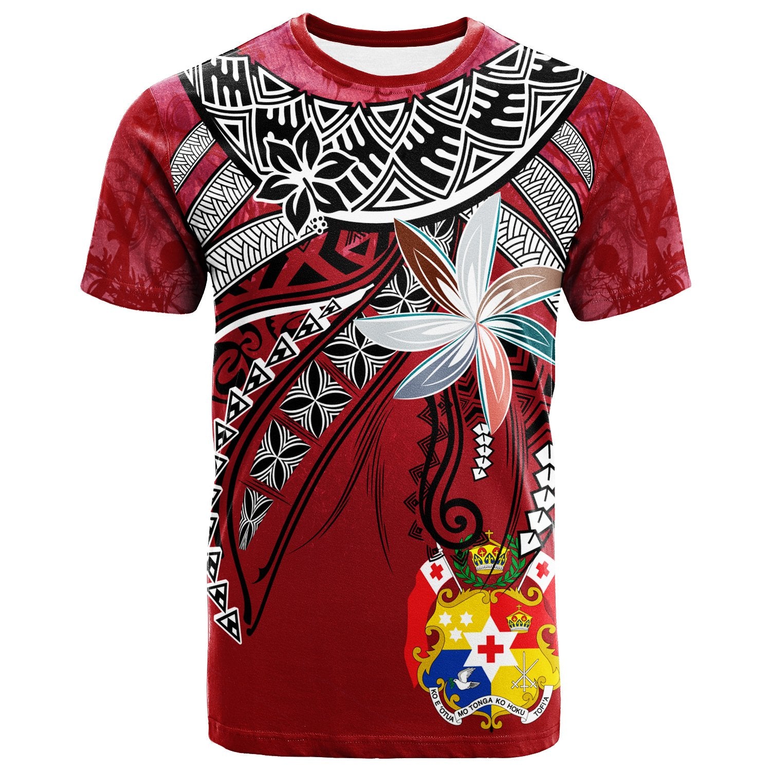 Tonga T Shirt Fanciful Forest Red Color Unisex Red - Polynesian Pride