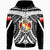 Tonga Zip up Hoodie Tooth Shaped Necklace White Unisex Red Blue - Polynesian Pride