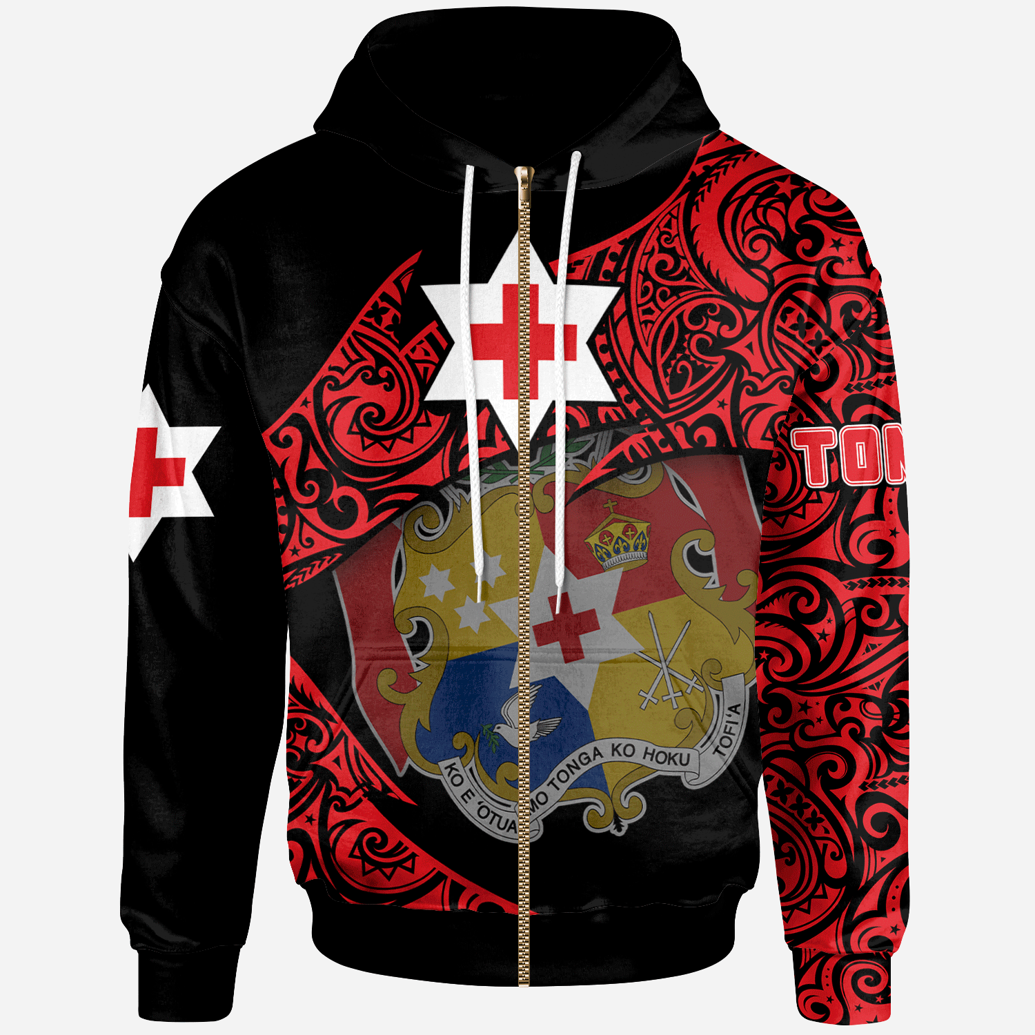 Tonga Zip Hoodie Tongan Style Unisex Black - Polynesian Pride