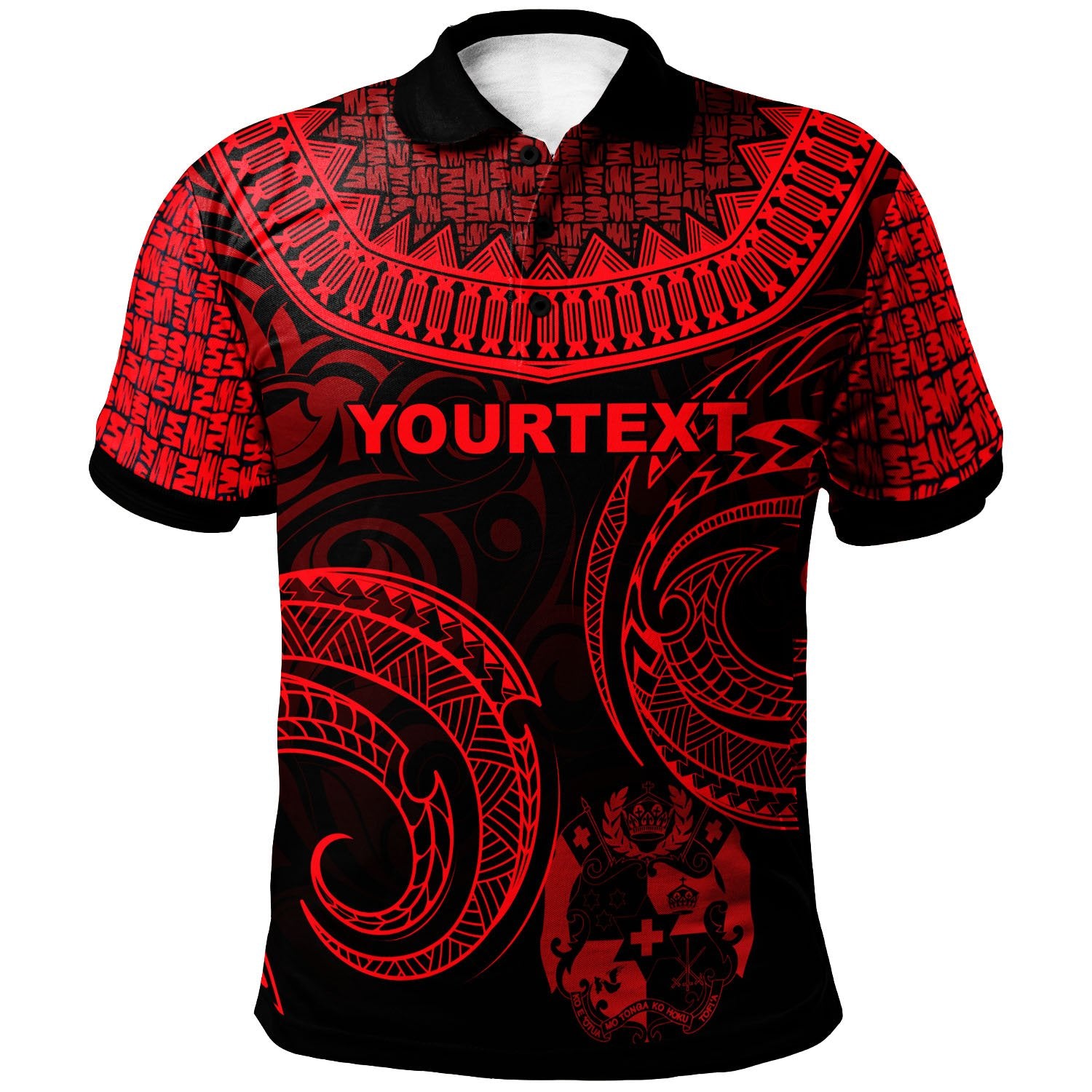 Tonga Custom Polo Shirt Unique Serrated Texture Red Unisex Red - Polynesian Pride