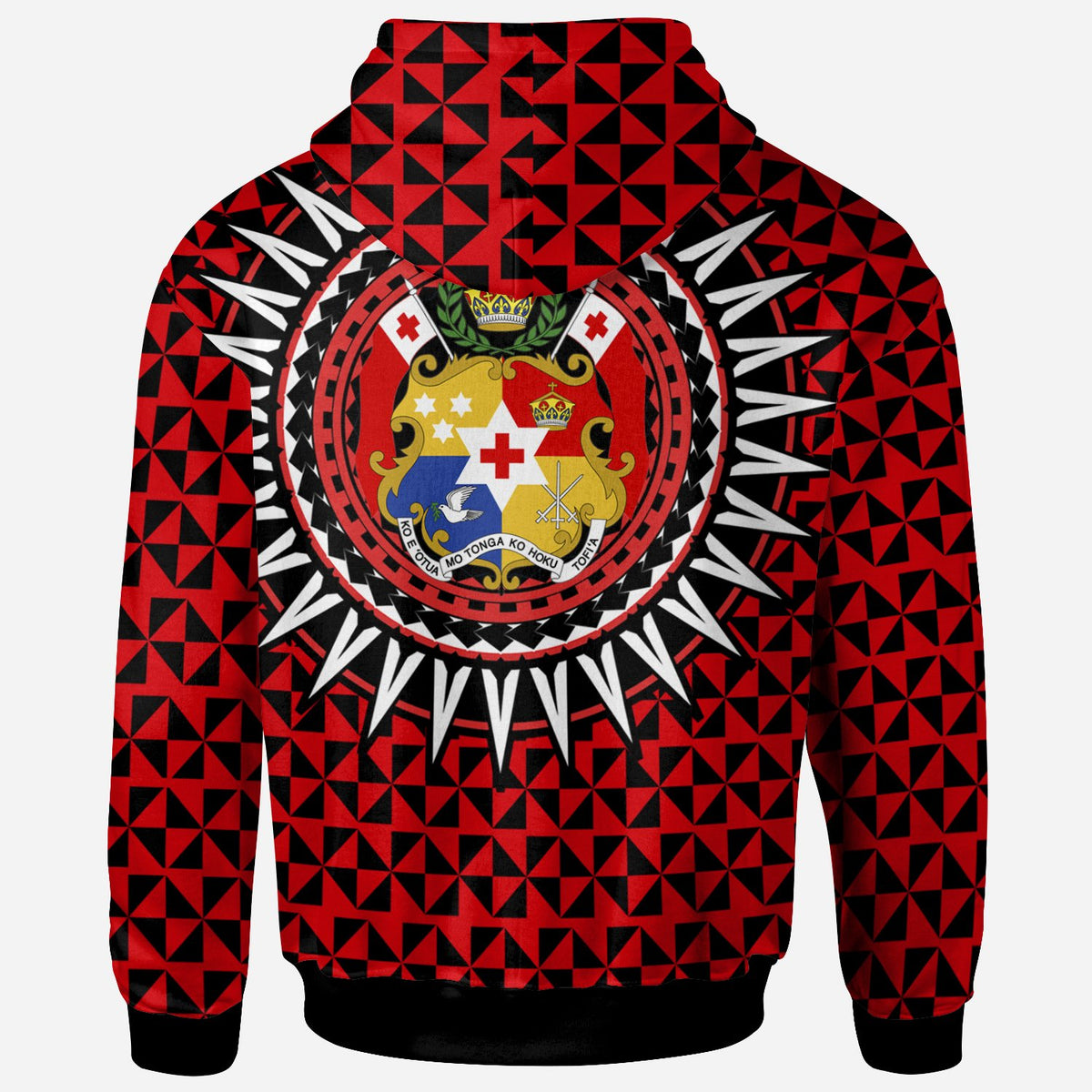 Tonga Hoodie Tonga Manulua Pattern Red Black Color - Polynesian Pride