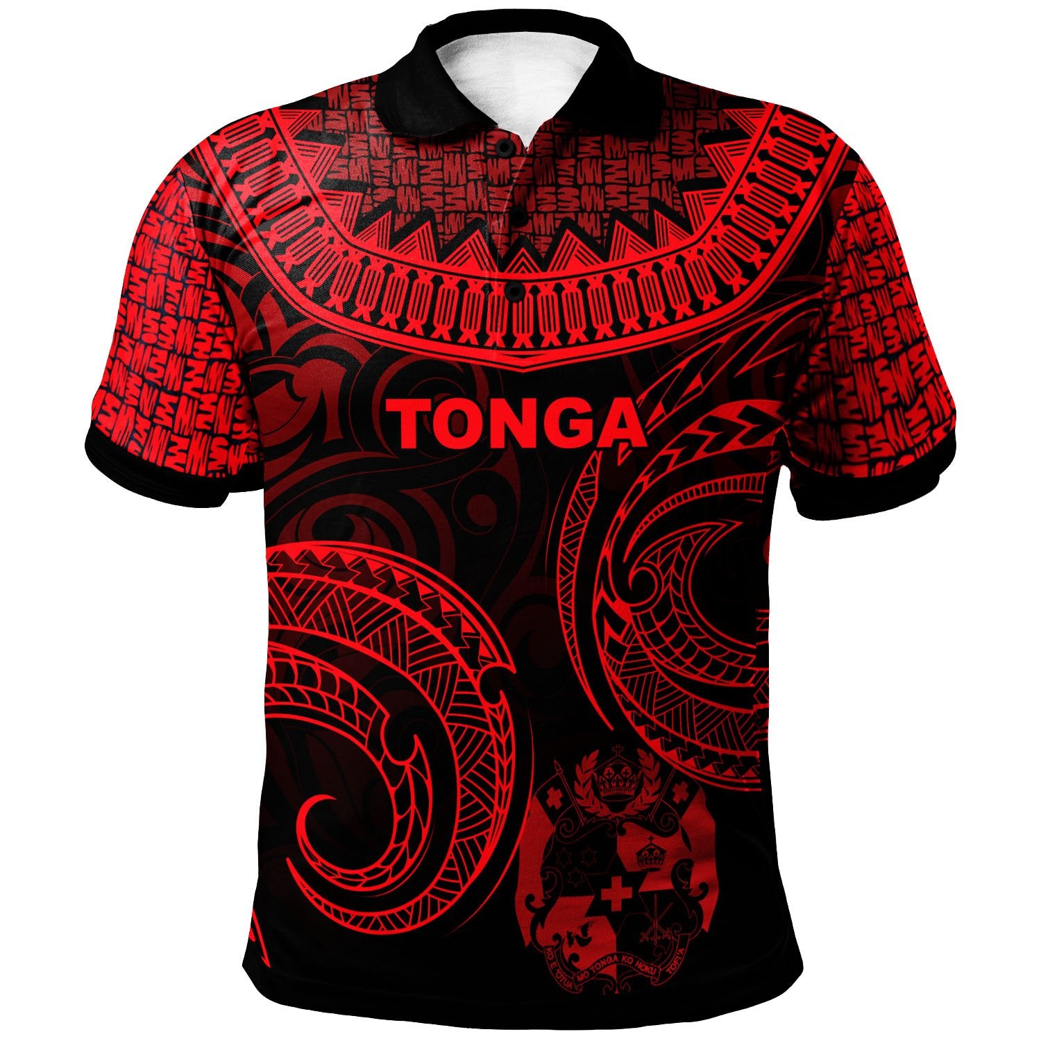 Tonga Polo Shirt Unique Serrated Texture Red Unisex Red - Polynesian Pride