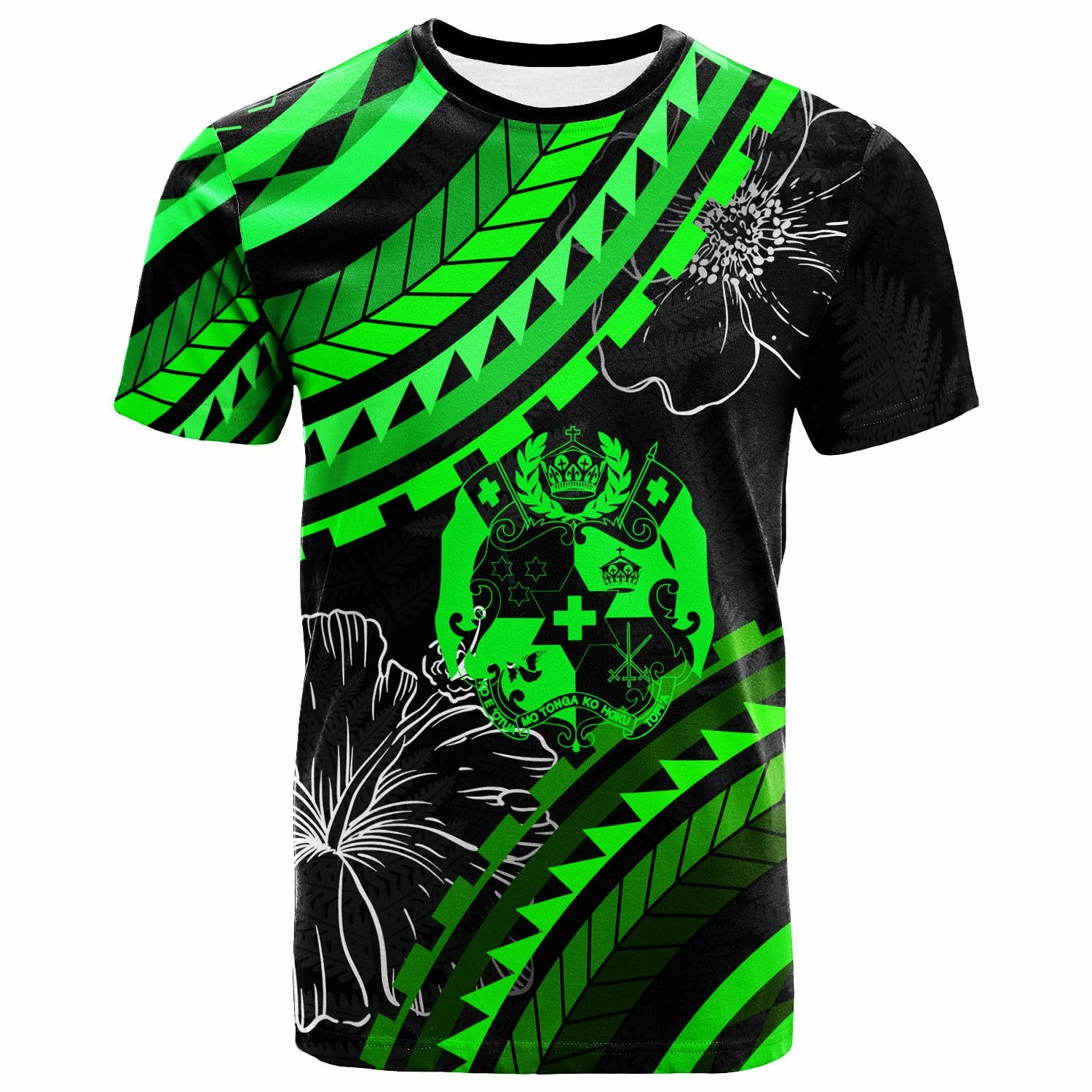 Tonga T Shirt Palm Leaf Texture Green Unisex Art - Polynesian Pride