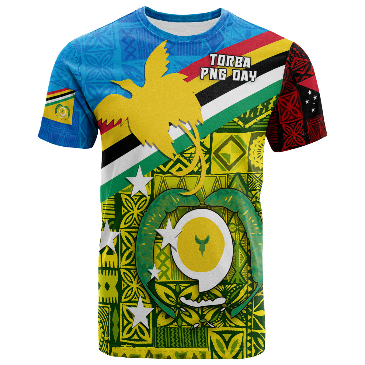 Torba PNG Day T Shirt Vanuatuan Papua New Guinea Combine Flag Design LT4 Unisex Blue - Polynesian Pride