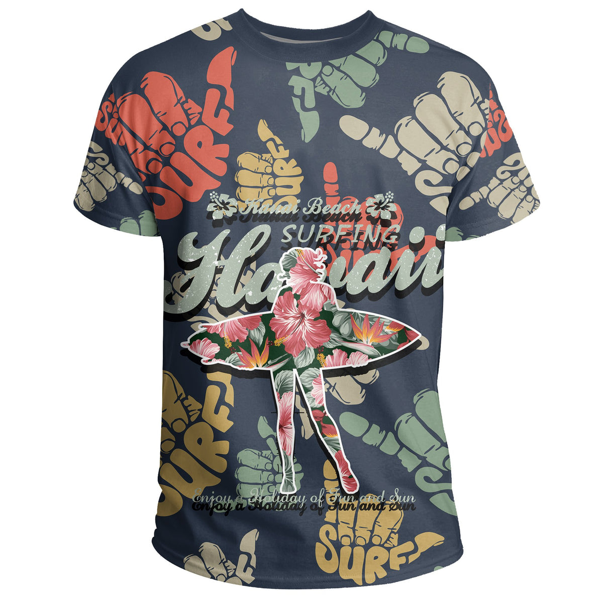 Hawaii Hibiscus Banzai Pipeline Surfing Girl T Shirt - Polynesian Pride