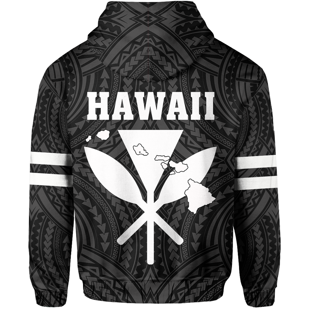 Polynesian King Kanaka Map Seal of Hawaii Hoodie White - Polynesian Pride