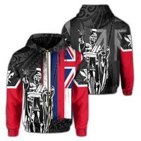 Hawaii King Flag Polynesian Hoodie (Zip up) White Unisex White - Polynesian Pride