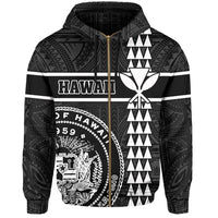 Polynesian Kakau Kanaka Seal of Hawaii Zip Hoodie White - Polynesian Pride