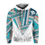 Hawaii Hoodie Football Jersey Style White and Cyan AH - Polynesian Pride