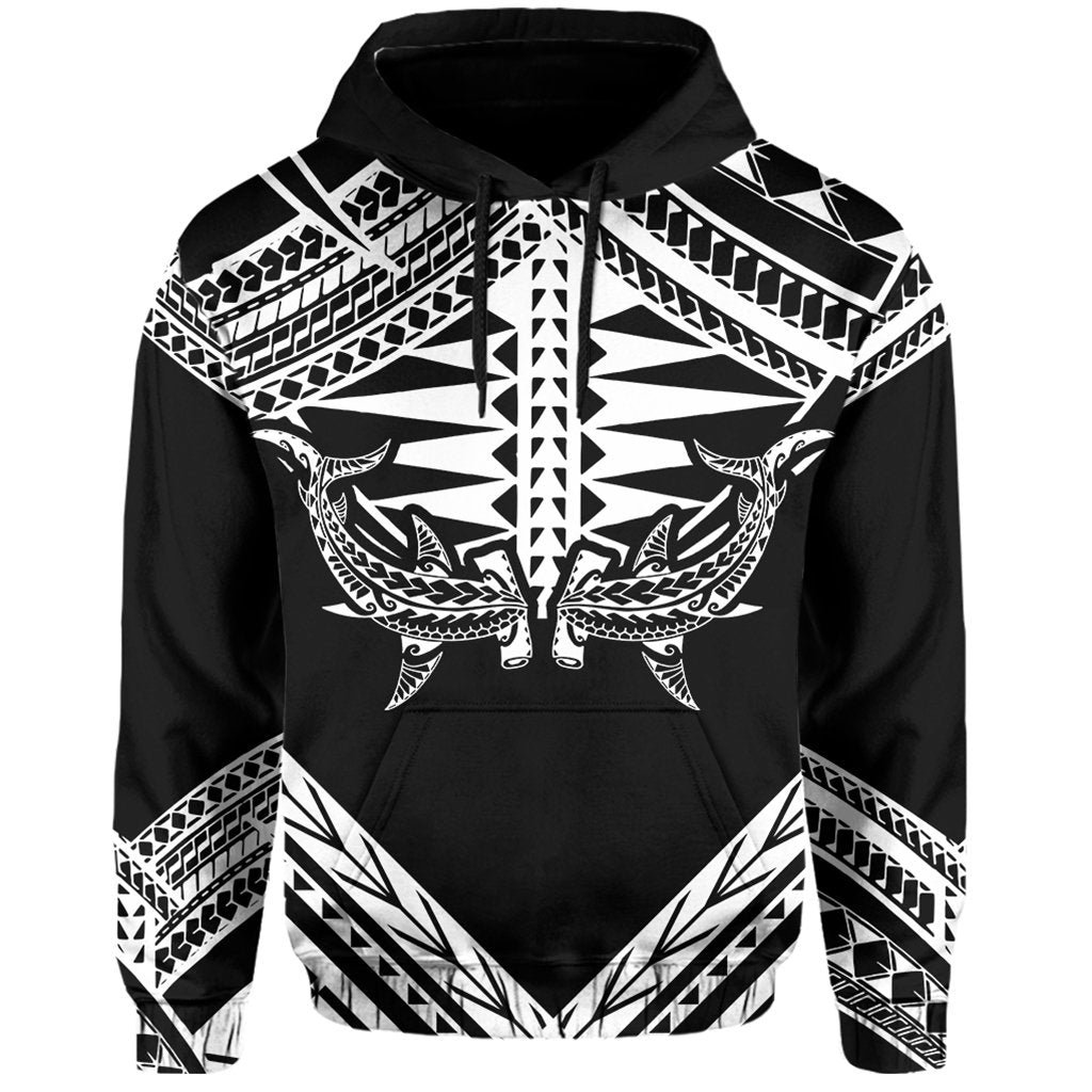 Hawaii Shark Polynesian Kanaka White Hoodie Candy Style - Polynesian Pride