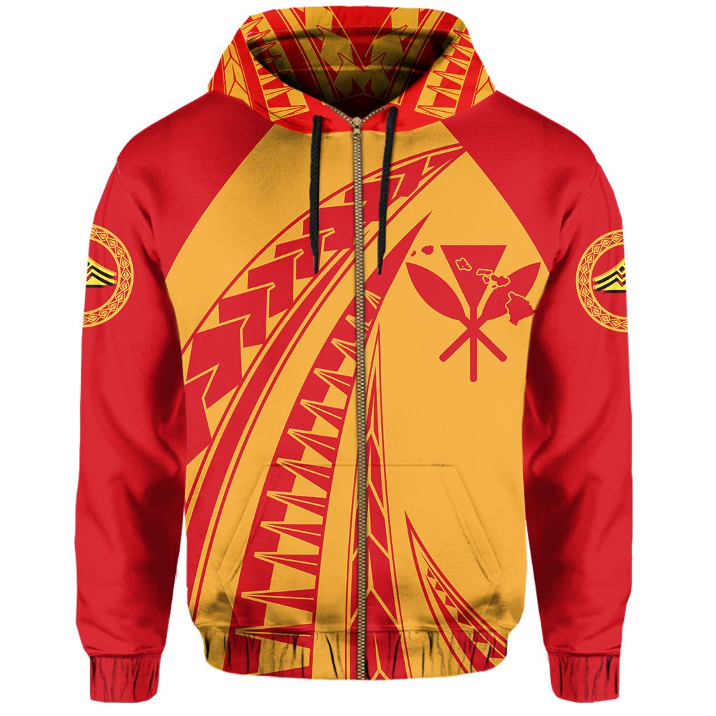 Polynesian Kanaka Mauna Kea Hawaii Zip Hoodie - Polynesian Pride