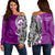 (Personalised) Hawaii - Pearl City High Tribal Kakau Women's Off Shoulder Sweatshirt AH Purple - Polynesian Pride