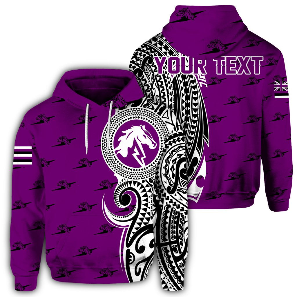 Custom Hawaii Hoodie Pearl City High Tribal Kakau Pullover Hoodie Unisex Purple - Polynesian Pride