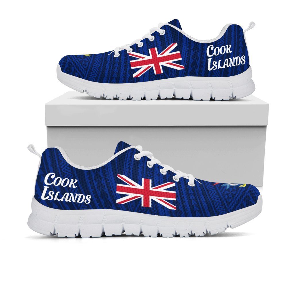 Cook Islands Sneakers - Cook Islands Flag Coat Of Arms BLue - A5 - Polynesian Pride