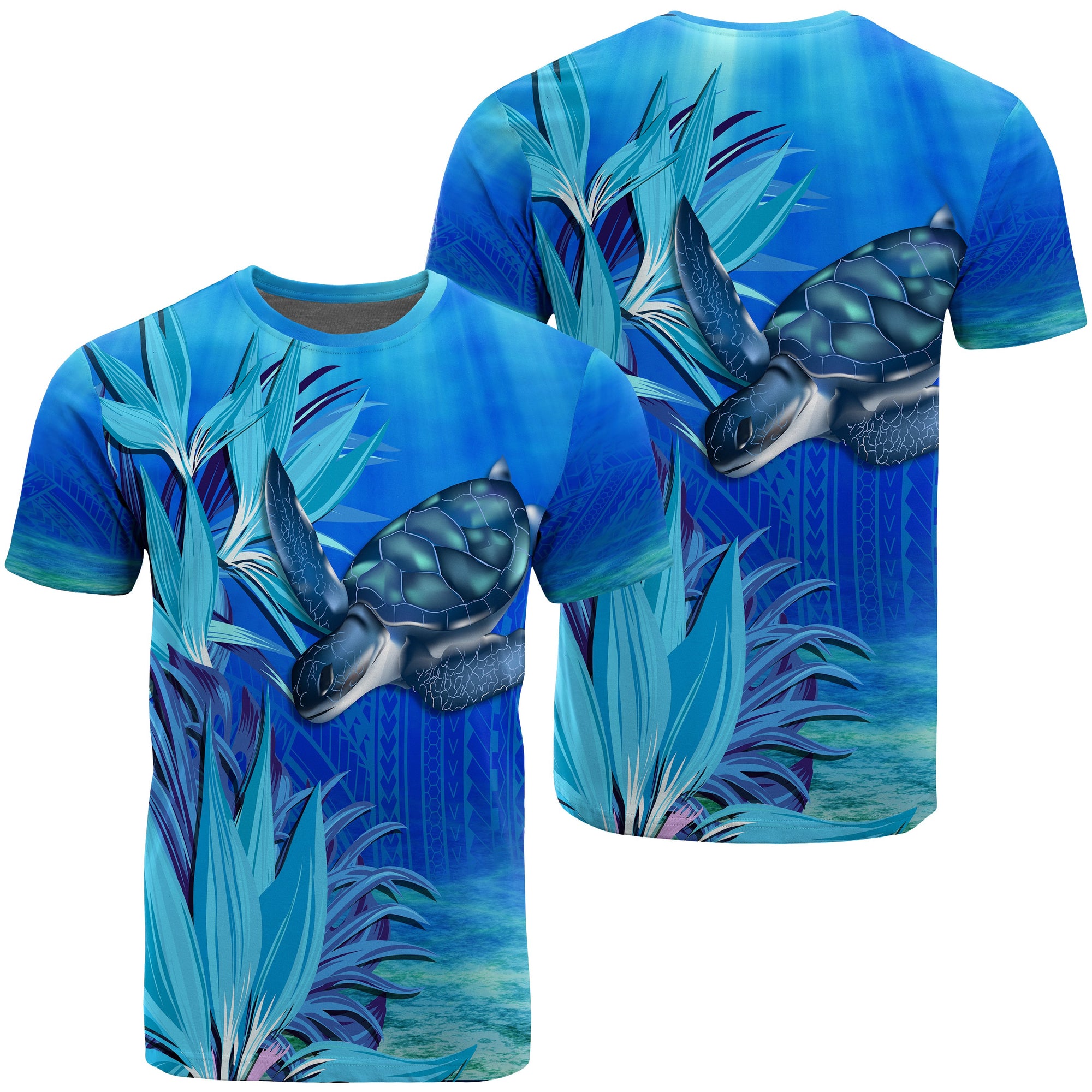 Hawaii Blue Turtle Paradise T Shirt Breath Ocean Unisex Blue - Polynesian Pride